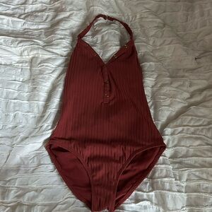 burgundy swim one piece